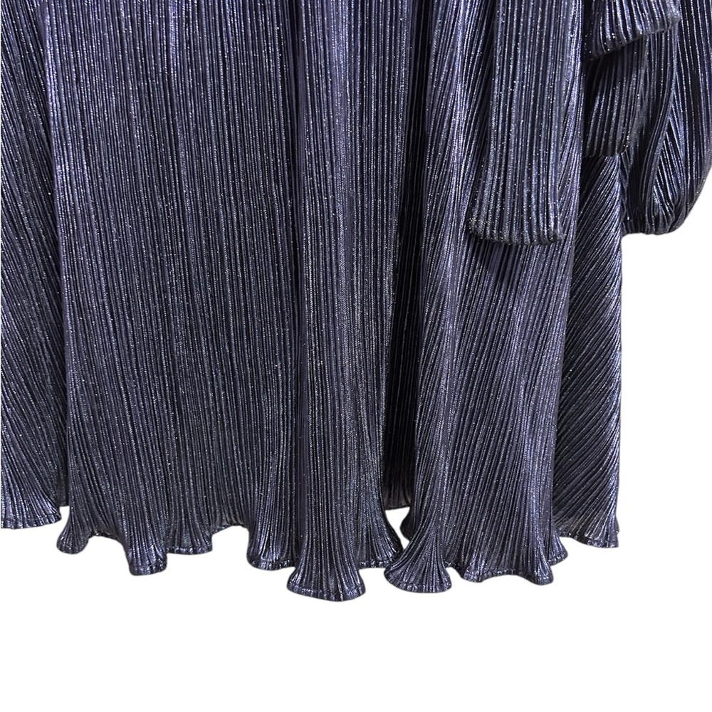 Bardot Belissa navy shimmer pleated faux wrap dress size 6 - Picture 10 of 15